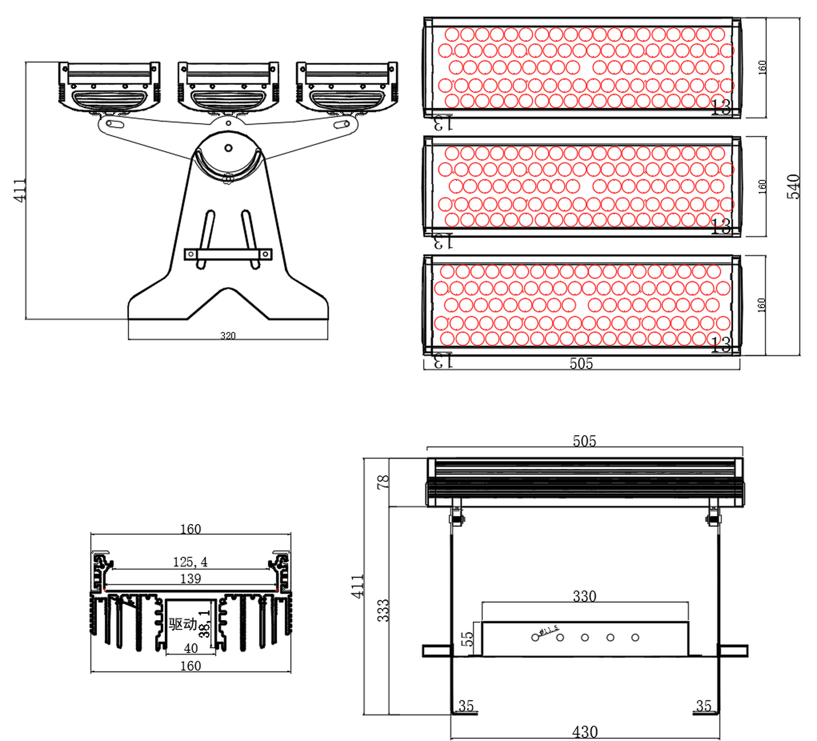 GD-FL-BZ505-T dimension drawing