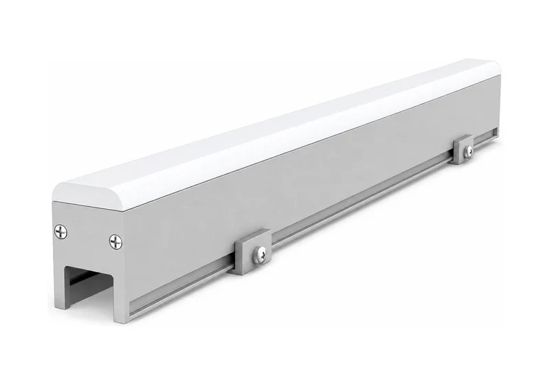GDXC LED linear light with a low rounded diffuser and mounting clips