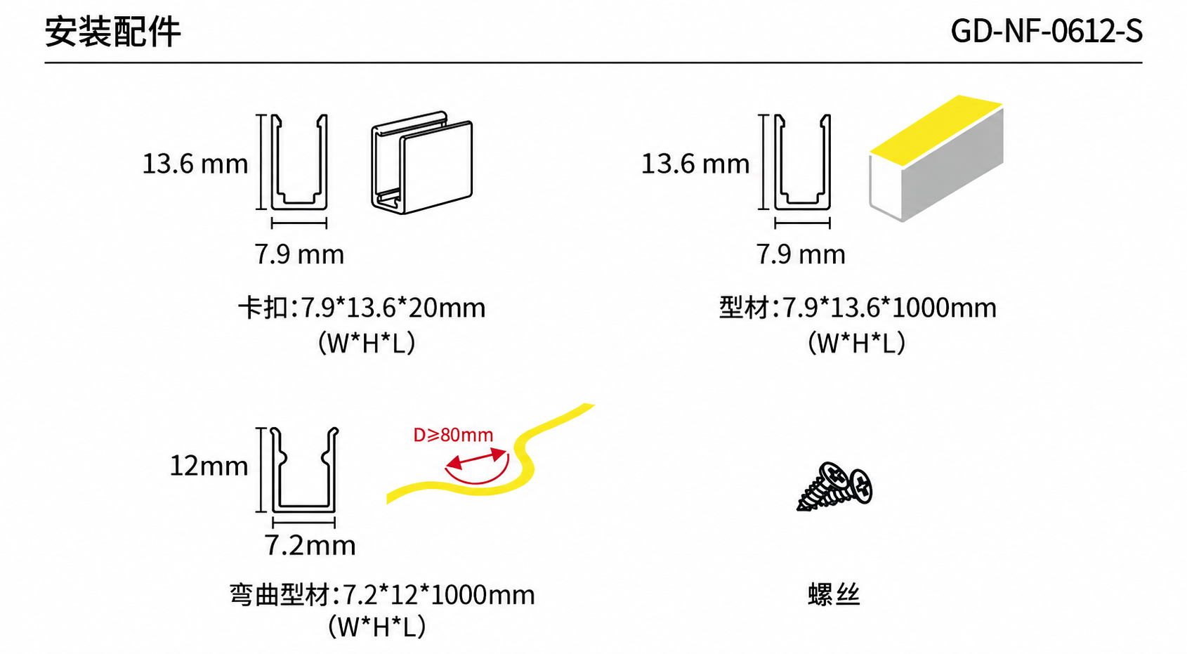 GD-NF-0612-S 配件与安装方式