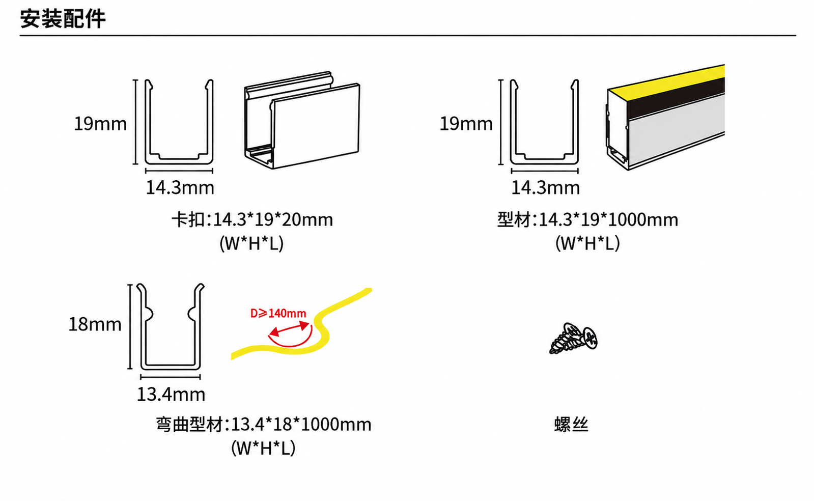 GD-NF-1220-S-BLK 配件与安装方式