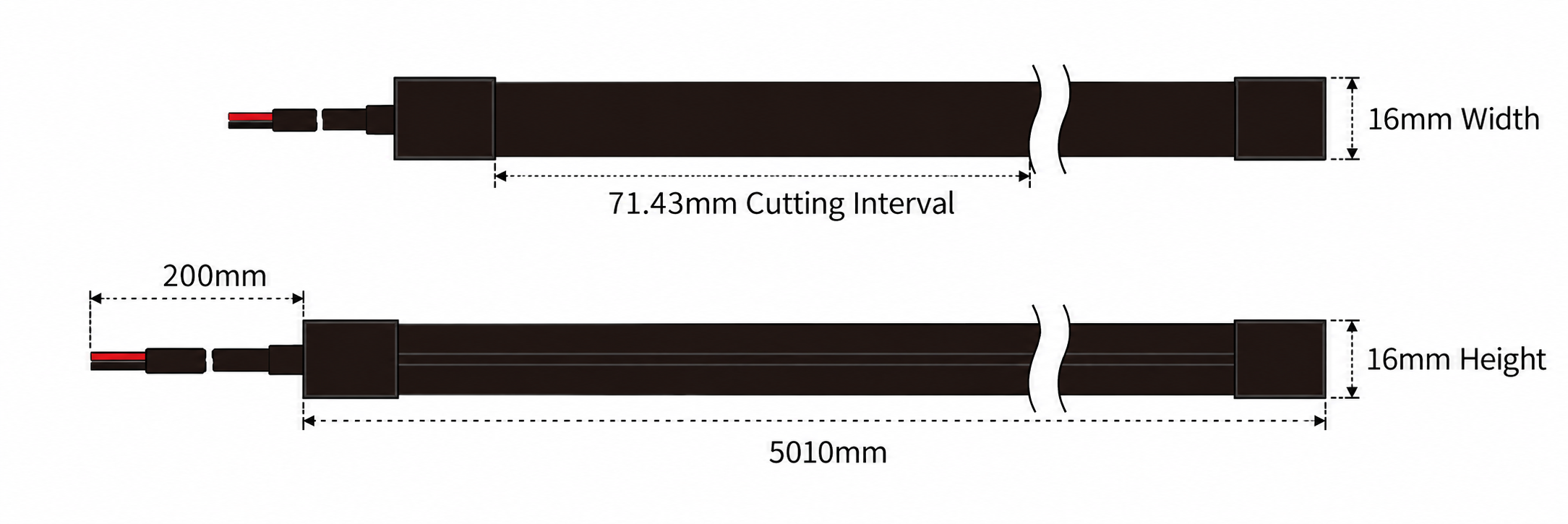 GD-NF-1616-F-BLK Dimensions