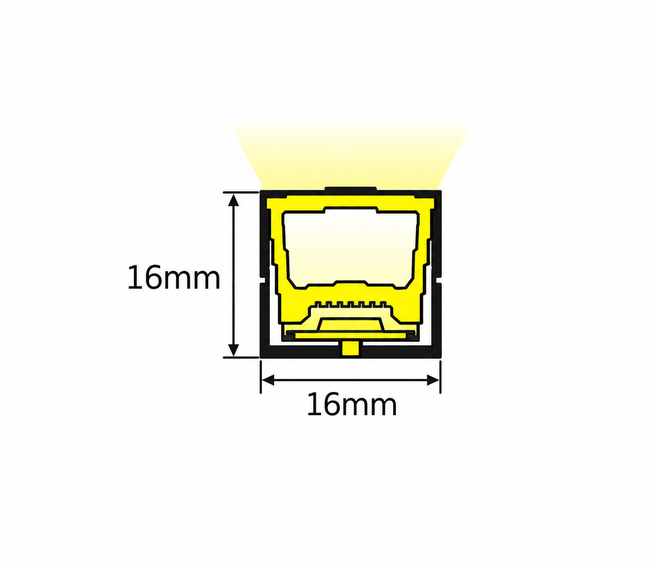 GD-NF-1616-F-BLK Dimensions