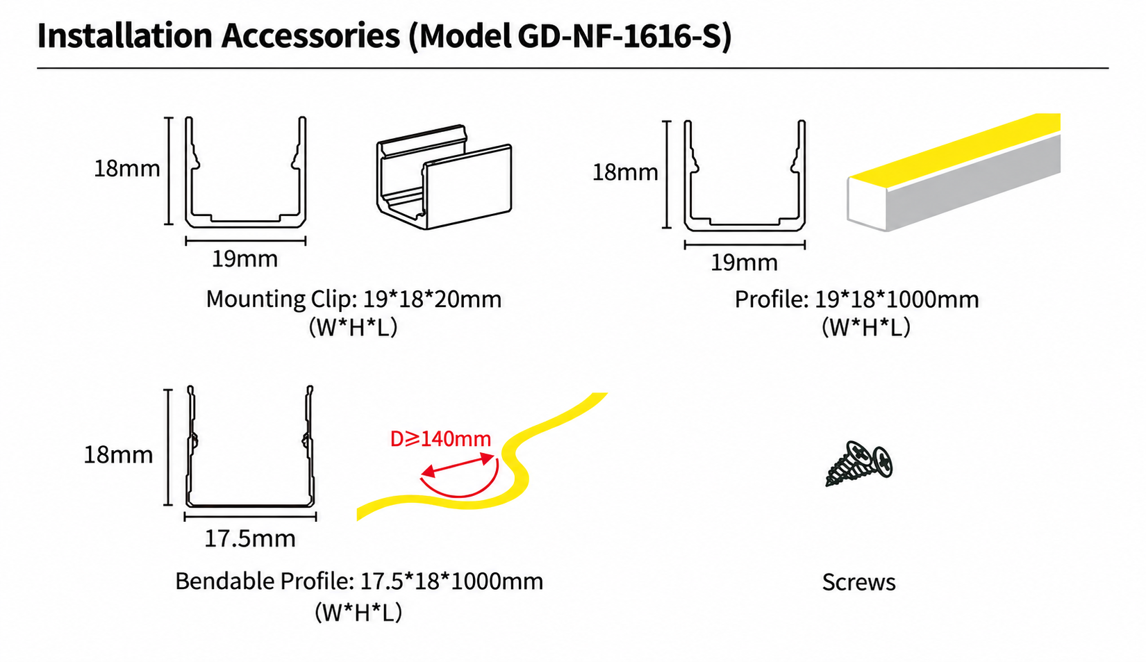 GD-NF-1616-S Accessories & Installation Methods