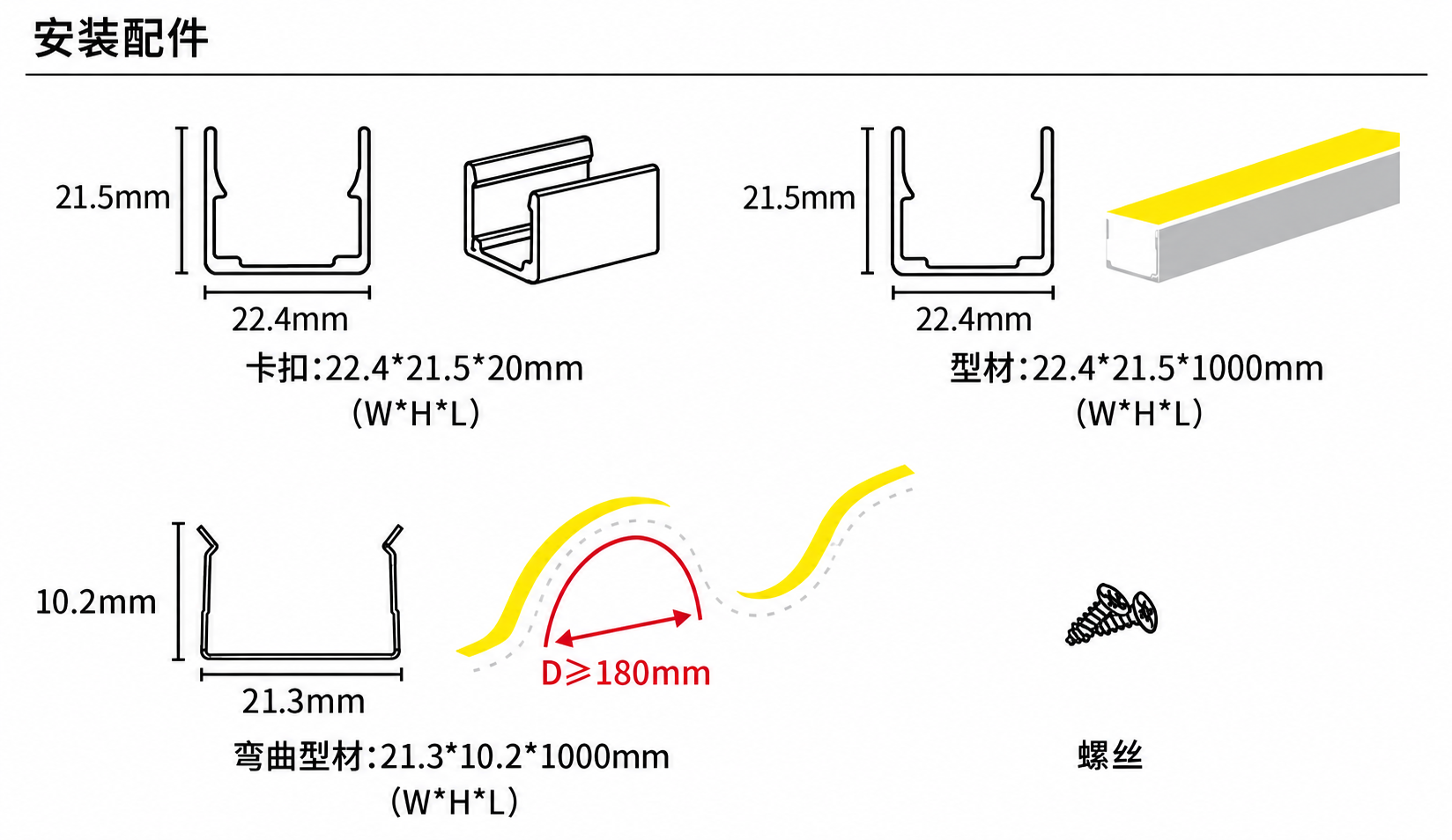 GD-NF-2020-F-BLK 配件与安装方式